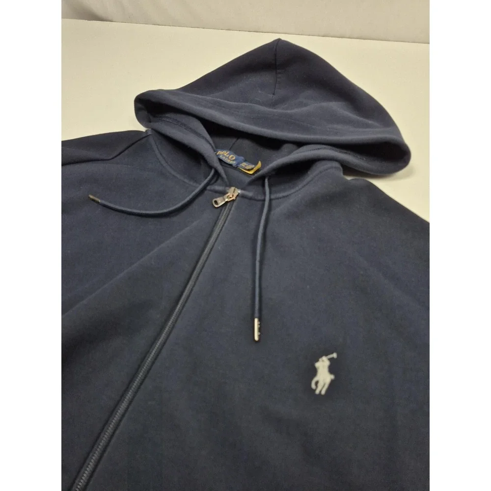 Polo Ralph Lauren Hoodie Mens Big 2XLT Blue Jersey Full Zip Pony Logo Sweatshirt